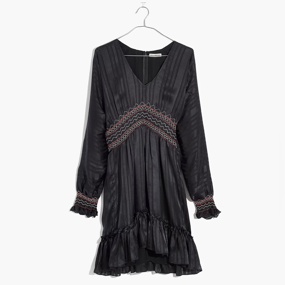 Ulla Johnson Silk Odette Smocked Mini Boho Dress